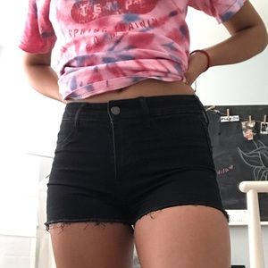 black denim shorts